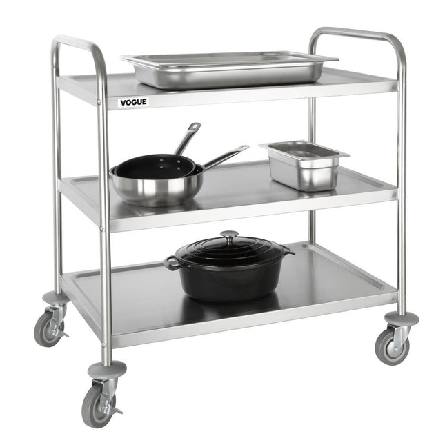 Stainless Steel 3-Tier Serving Trolley Large 93(h) x 86(b) cm | Vogue 2