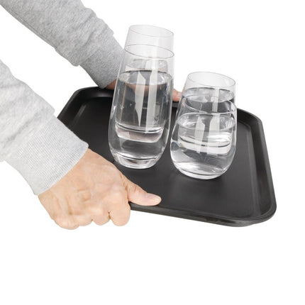 Black Non-Slip Polypropylene Serving Tray 40.5x30.5cm | Olympia Kristallon 3