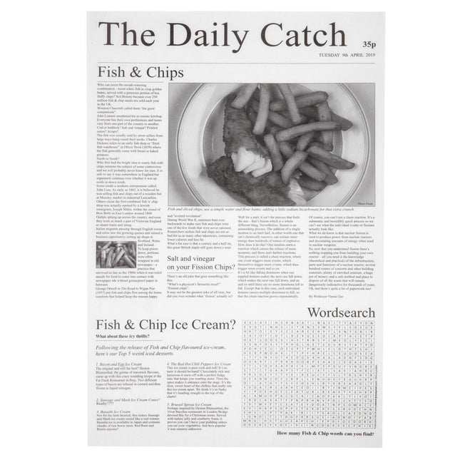 Greaseproof Paper Sheets with Newspaper Print 27x42cm