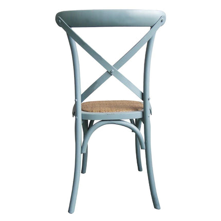 Wooden Chair with Crossed Backrest Antique Blue Wash | Bolero 2
