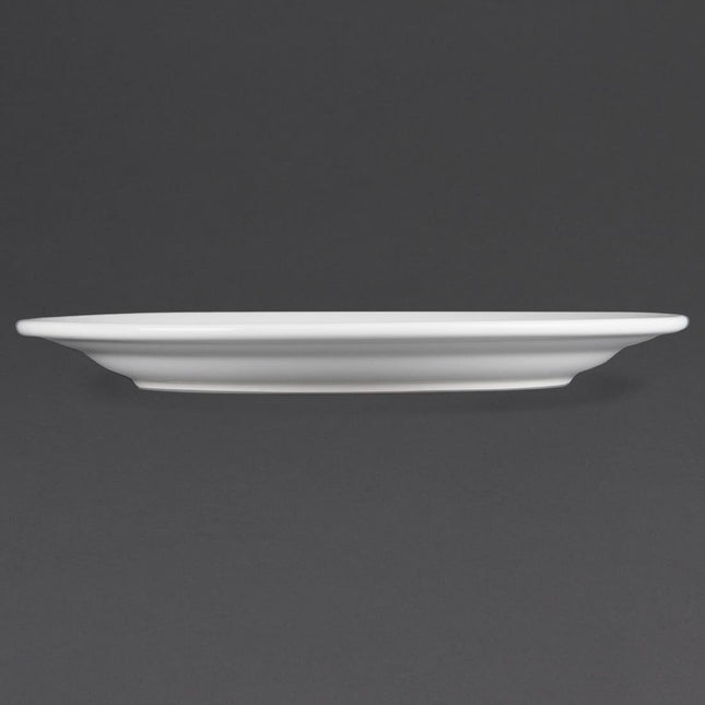 Dinner Plates with Wide Rim 25cm | Olympia Whiteware | Set of 12 2