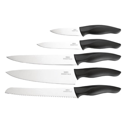 5-Piece Kitchen Knife Set with Block | Nisbets Essentials | Stainless Steel 3
