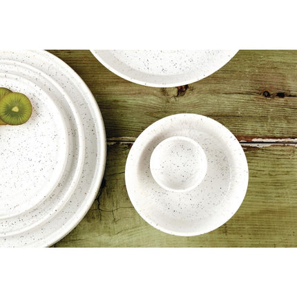 Flat Round Speckled White Porcelain Bowl 143mm | Olympia Cavolo 5