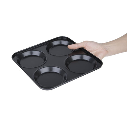Carbon Steel Non-Stick Yorkshire Pudding Baking Tray 4-Cup | Vogue | 23mm Depth 2