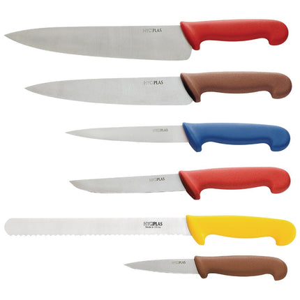 6-Piece Color-Coded Knife Set with Case | Hygiplas | Stainless Steel Blades 8