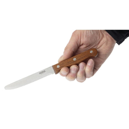 Steak Knives with Rounded Tip Wood Handle 21.5cm | Olympia | Set of 12 3