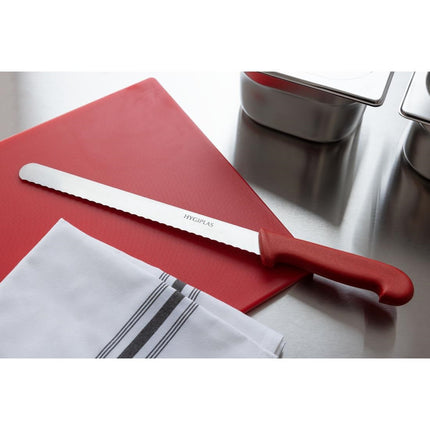 Serrated Meat Knife 25.5cm | Hygiplas | Red Handle 3