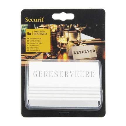 Reserved Table Stand White Acrylic Black Text Dutch | Securit | Pack of 5 3