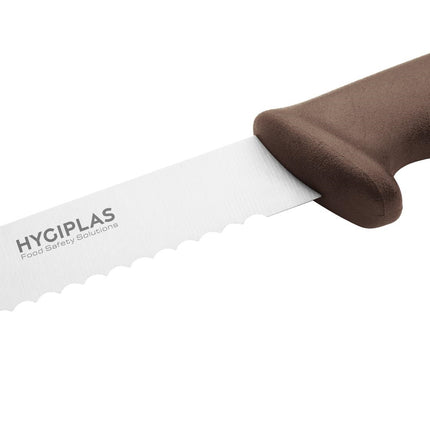 Serrated Chef's Knife with Brown Handle | Hygiplas | 24.8cm Blade 3