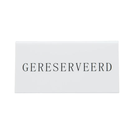 Reserved Table Stand White Acrylic Black Text Dutch | Securit | Pack of 5