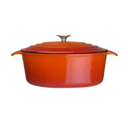 Oval Induction Cast Iron Casserole Orange 6L | Vogue 7