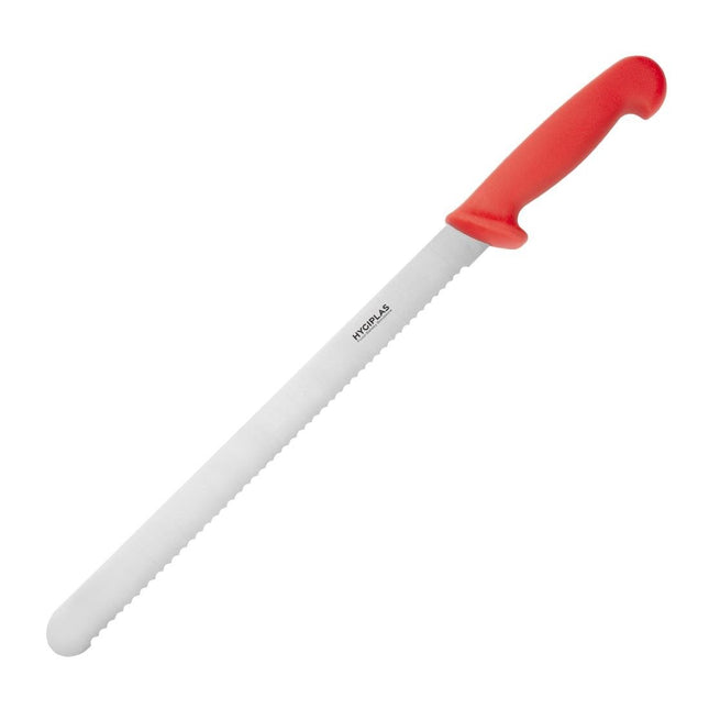 Serrated Chef's Knife Red | Hygiplas | 30cm Stainless Steel Blade
