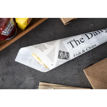 Greaseproof Paper Sheets with Newspaper Print 27x42cm 5