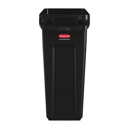 Slim Jim Industrial Ventilated Waste Bin 60L Black | Rubbermaid 2