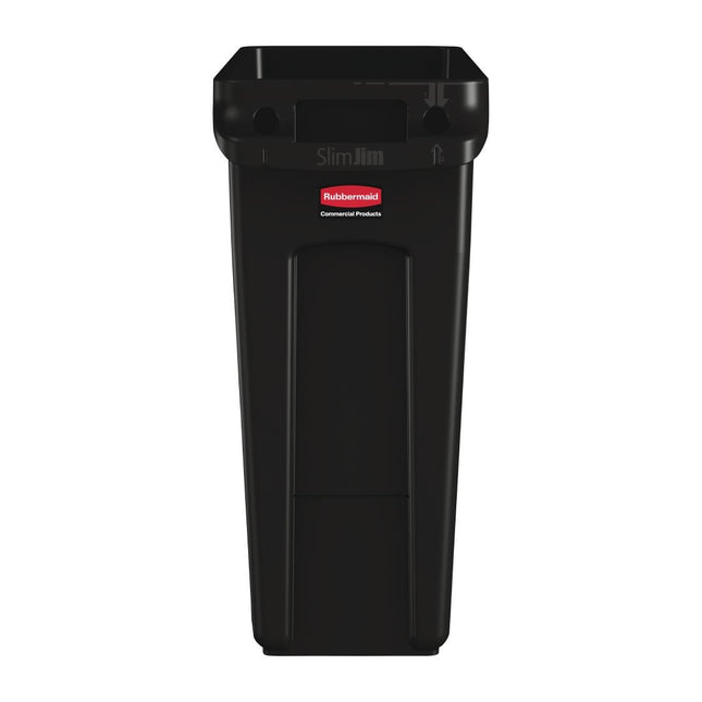 Slim Jim Industrial Ventilated Waste Bin 60L Black | Rubbermaid 2