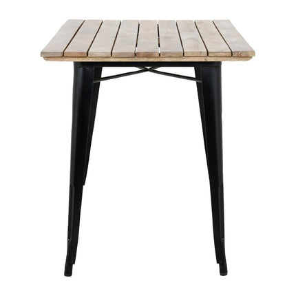 Bolero Bistro Dining Table with Mango Wood Slatted Top and Black Legs 1200mm 3
