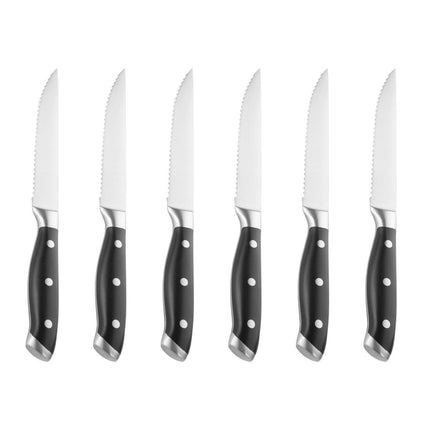 Premium Stainless Steel Riveted Steak Knives with Black ABS Handles | Olympia | Set of 6 4