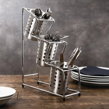 Stainless Steel Round Cutlery Holder | Olympia 2