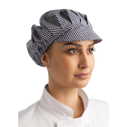 Poly-Cotton Chef Hat with Visor Blue-White Checkered | Whites