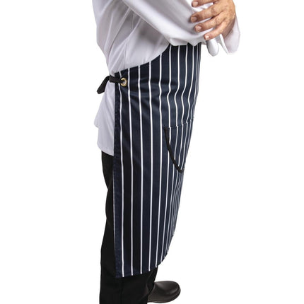 Extra Long Blue-White Striped Halter Apron | Whites 4