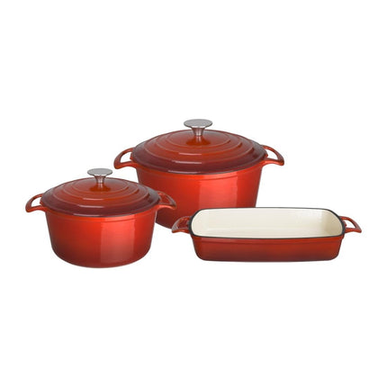 Cast Iron Cookware 3-Piece Set - Red | Vogue