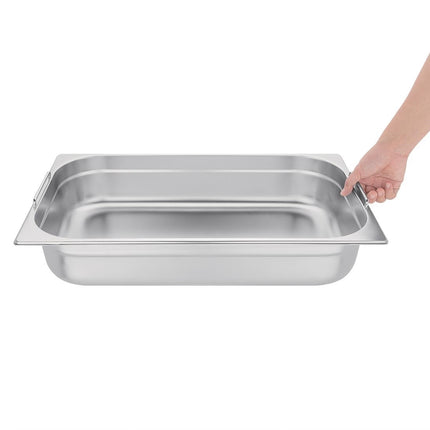 Stainless Steel GN 1/1 Pan with Handles 10cm Depth | Vogue 2