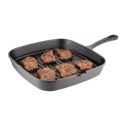 Vogue Square Cast Iron Induction Grill Pan | 24.1 cm | Ribbed Surface 4