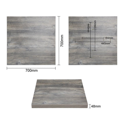Square Melamine Tabletop Ash Grey 700mm Pre-Drilled | Bolero 5