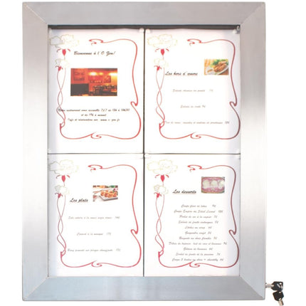 Colored LED Stainless Steel Information Display 4xA4 (Excl. Pole and Base) | Securit