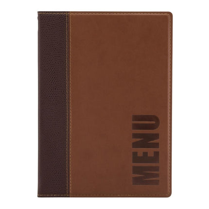 Synthetic Leather Menu Holder A5 Brown | Securit Trendy