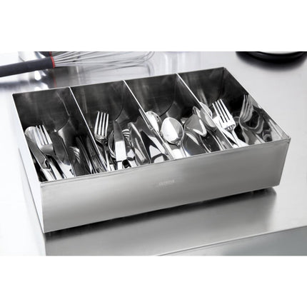 Stainless Steel Cutlery Holder | Olympia | 41.5 x 25.5 x 10.5 cm 6