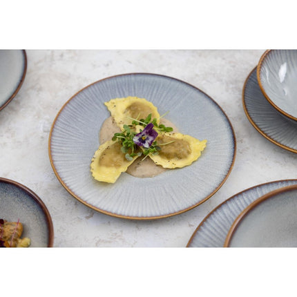 Grey Coupe Plates with Relief Edge 220mm | Olympia Drift | Porcelain 8