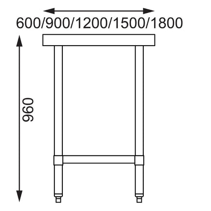 Stainless Steel Worktable without Backsplash 90x90x70cm | Vogue 6