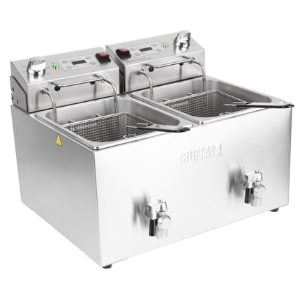 Double Electric Fryer with Timer | Buffalo | 2 x 8L Tanks | 2 x 2.9kW Elements 3