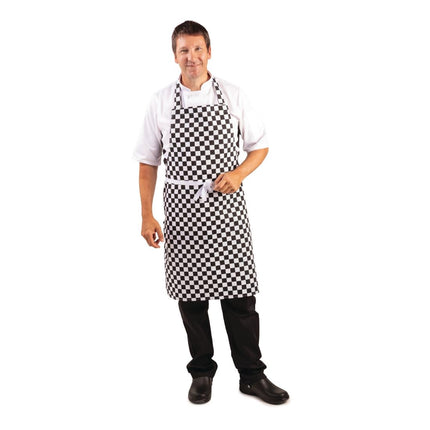 Black and White Checkered Whites Polyester/Cotton Bib Apron 2