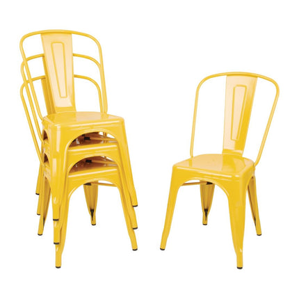 Steel Bistro Side Chairs Yellow | Bolero 5