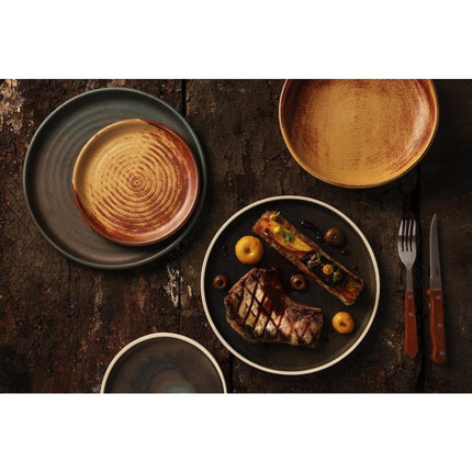 Flat Round Dark Green Canvas Plates 18cm | Olympia 7