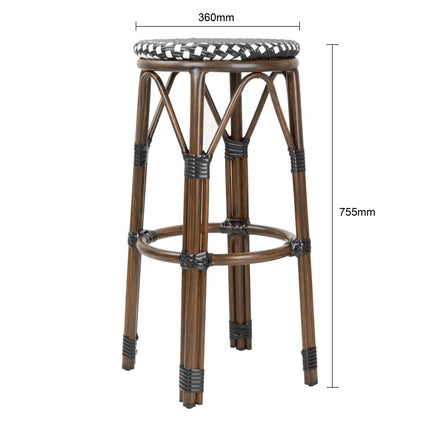 PE Rattan Bar Stools Black Polka Dot Mix | Bolero Parisian Style (2 Pack) 5