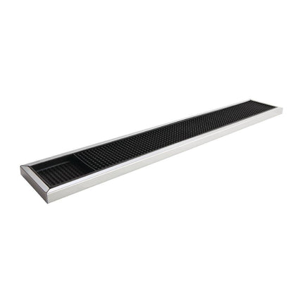 Rubber Bar Mat with Stainless Steel Frame 600x100mm | Beaumont