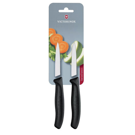 Pointed Paring Knives 8cm Black (2 pcs) | Victorinox