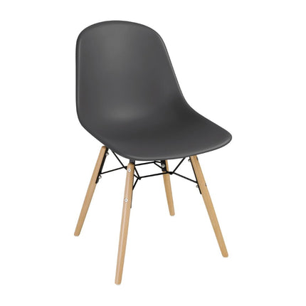 Polypropylene Chairs with Wooden Legs Grey | Bolero Arlo | 2 Pieces