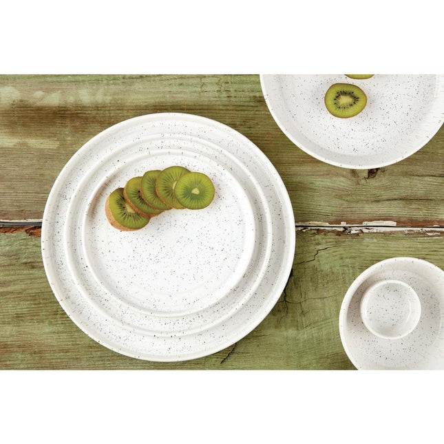 Flat Round Speckled White Porcelain Bowl 143mm | Olympia Cavolo 2