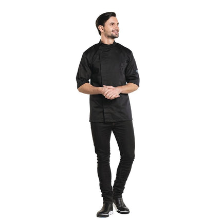 Short Sleeve Chef Jacket Black | Chaud Devant Bacio | Size XXL 2