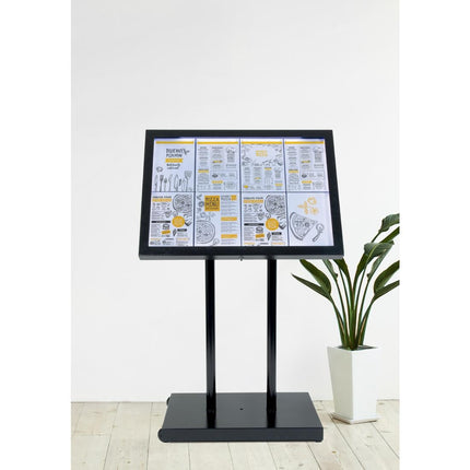 Securit Teak Black Coated LED Information Display 8xA4 with Mast and Base 6