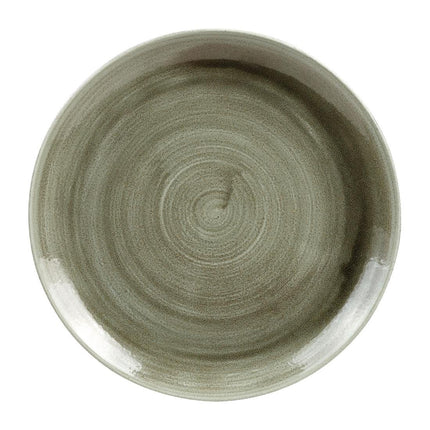 Coupe Plate Burnished Green Stonecast Patina | Churchill | 26cm