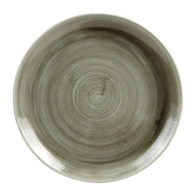 Coupe Plate Burnished Green Stonecast Patina | Churchill | 26cm
