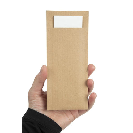Cutlery Pouch with White Napkin | Europochette Brown 3