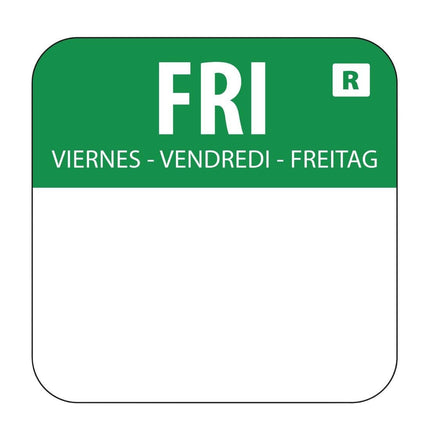Removable Food Labels Friday Green | Hygiplas | 1000 Pieces