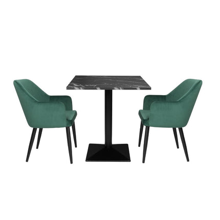 Square Table with Black Stone Effect Top 700mm | Bolero Complete 5