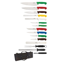 Hygiplas 15-Piece Color-Coded Knife Set with Carrying Case